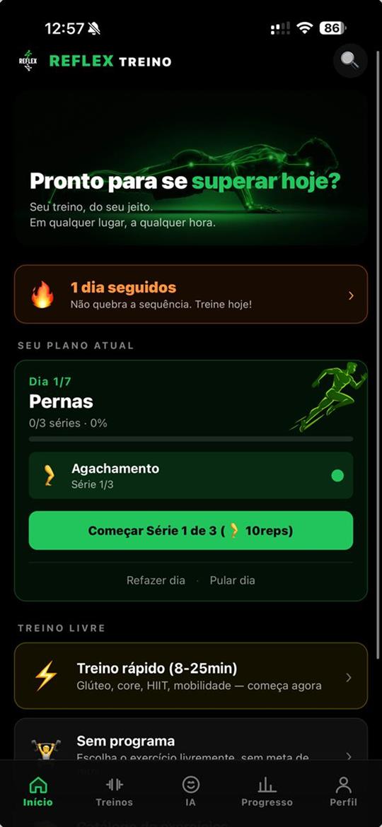 Home do Reflex Treino